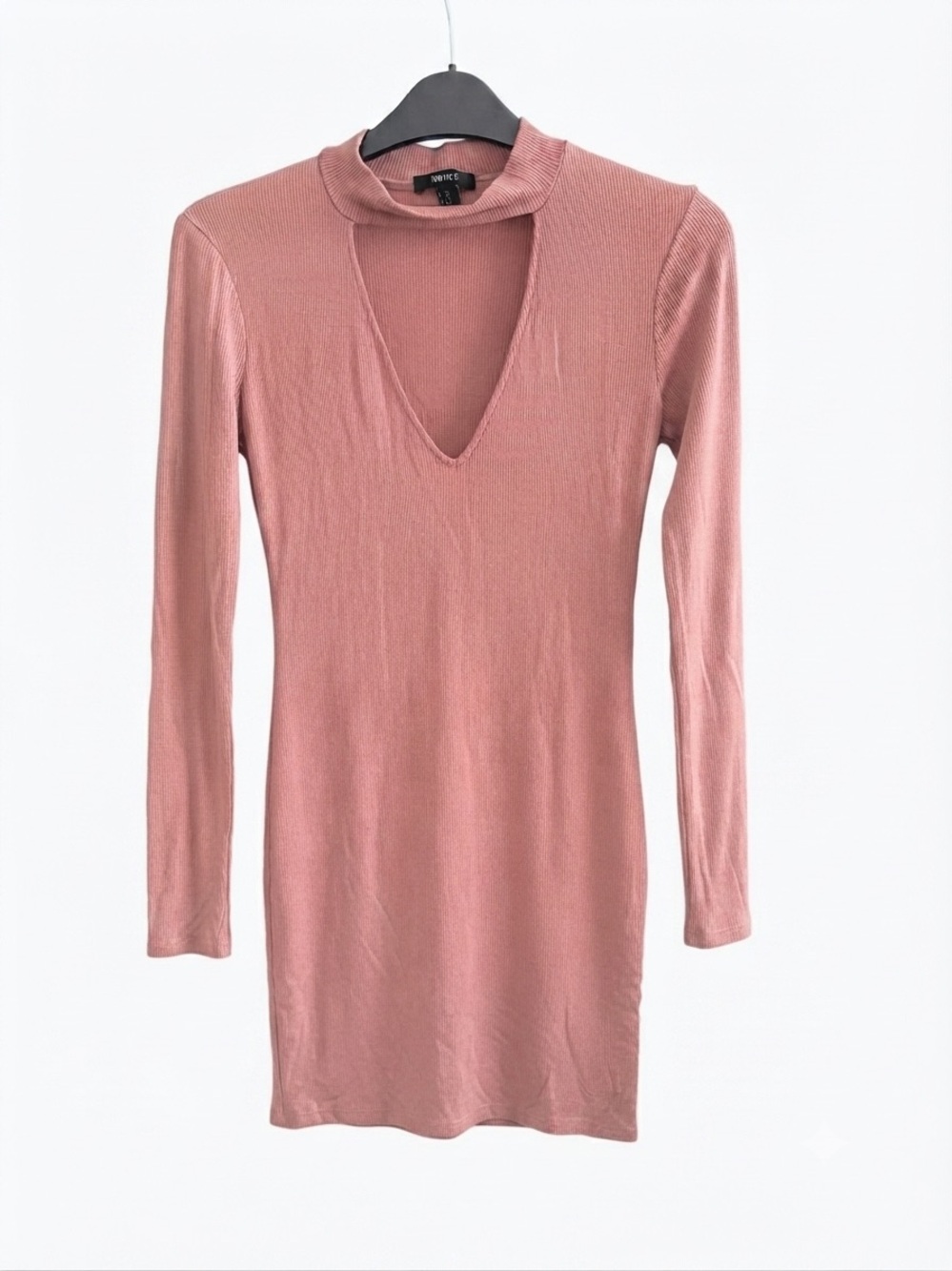 Forever 21 Dusty Rose Long Sleeve Bodycon Dress with Plunge Cutout